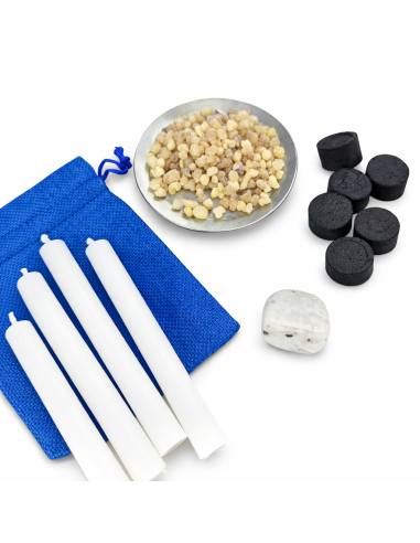 Rituel Pleine Lune – Bougies Blanches, Pierre de Lune et Oliban