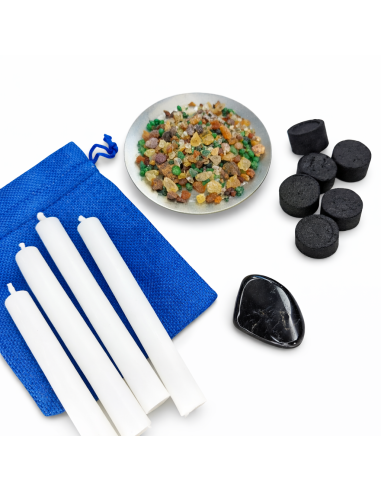 Rituel Protection Maison – Bougies Blanches, Tourmaline Noire et Encens Protection