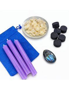 Rituel Intuition et Protection – Labradorite, Copal et Bougies Violettes