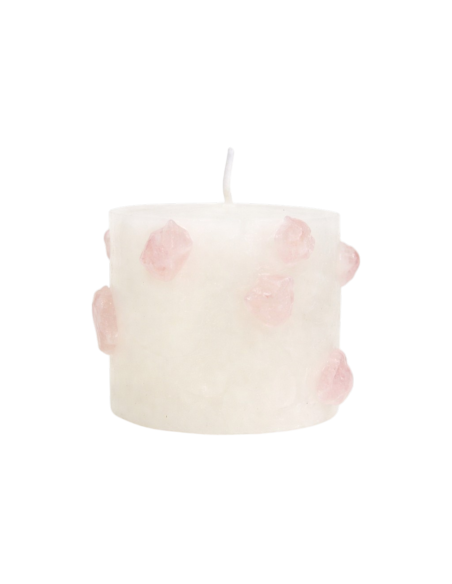 Bougie minérale au quartz rose - Créez une ambiance apaisante et favorisez l'amour et la guérison