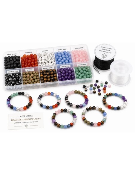 Bracelet Énergétique Personnalisable – 3 Pierres au Choix (Perles 6 mm)
