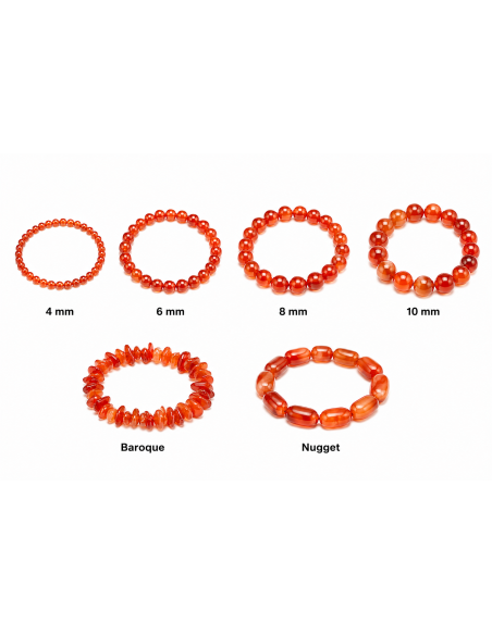 Bracelet Cornaline – Énergie Vitale & Confiance (Plusieurs Modèles & Tailles)