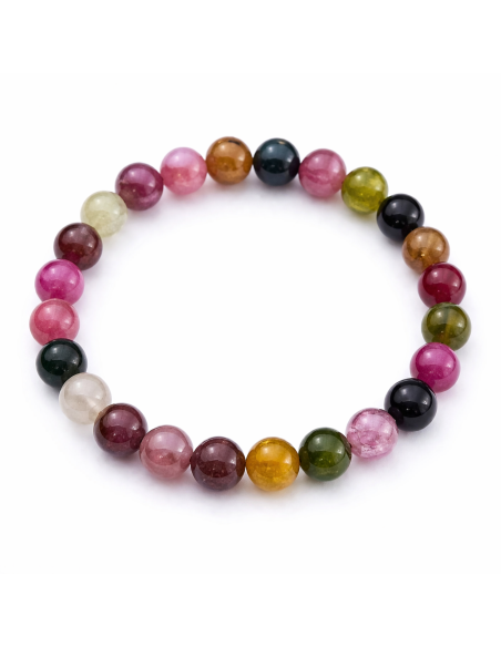 Bracelet en tourmaline multicolore 8 mm - Énergie et équilibre pour une harmonie intérieure
