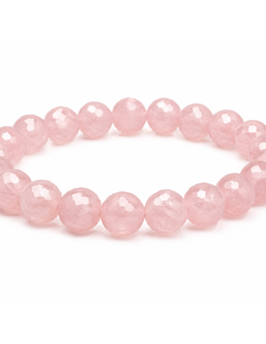 Bracelet Quartz Rose Naturel 8 mm facetté.