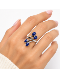 Bague réglable en Argent et Lapis Lazuli facettée 2