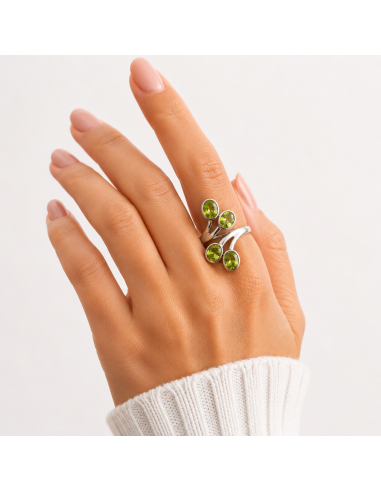 Bague réglable en argent 925 avec Péridot naturel