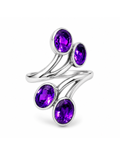 Bague réglable en Argent et Améthyste facettée 2