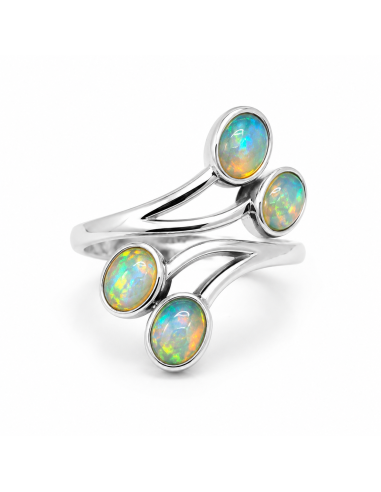 Bague réglable en argent 925 avec Opale naturelle