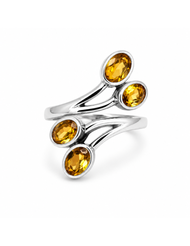Bague réglable en Argent et Citrine facettée
