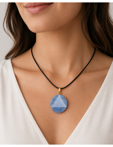 Pendentif Sceau de Salomon en Quartz bleu