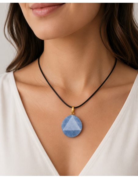 Pendentif Sceau de Salomon en Quartz bleu