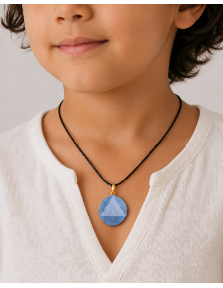 Pendentif Sceau de Salomon en Quartz bleu