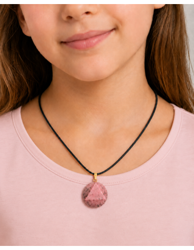 Pendentif Sceau de Salomon en Rhodonite