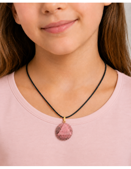 Pendentif Sceau de Salomon en Rhodonite