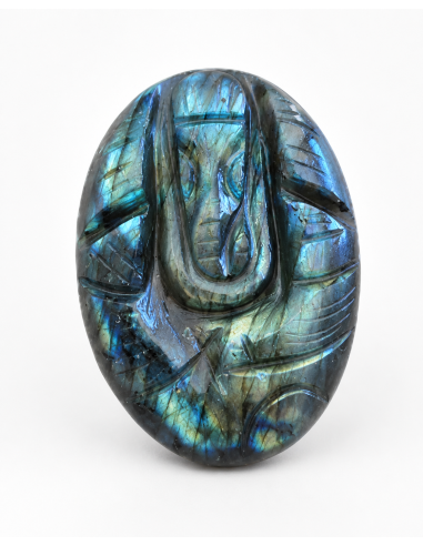 Palet gravé Ganesh 5cm en Labradorite