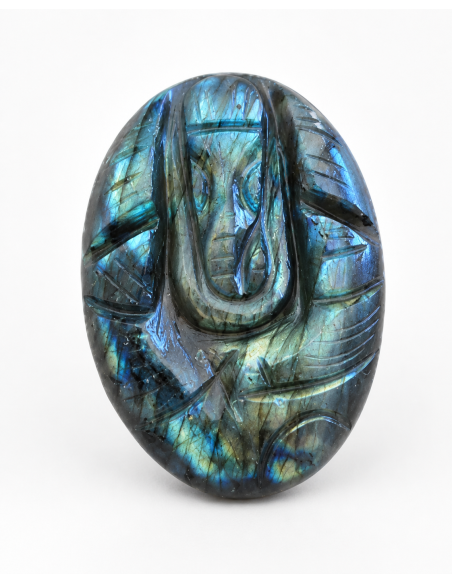 Palet gravé Ganesh 5cm en Labradorite