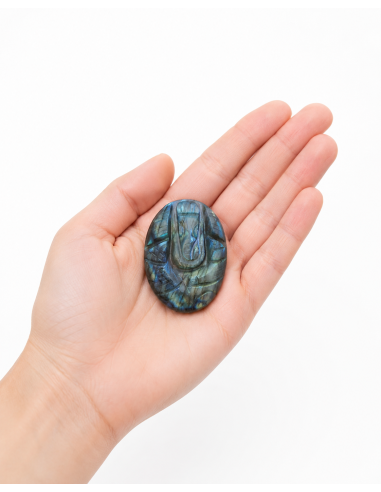 Palet gravé Ganesh 5cm en Labradorite