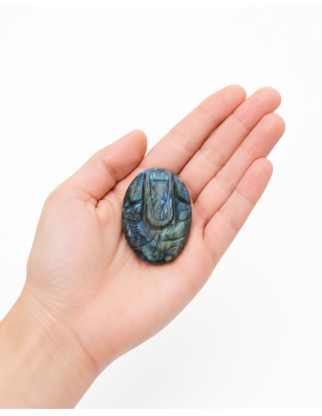 Palet gravé Ganesh 5cm en Labradorite
