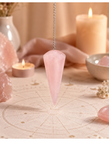 Pendule conique lisse en quartz rose - Harmonisez votre énergie pour la divination