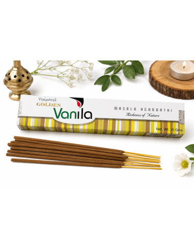 Encens Golden Vanille - Profitez d'une ambiance chaleureuse et apaisante grâce à son parfum envoûtant de vanille.