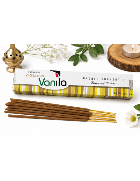 Encens Golden Vanille - Profitez d'une ambiance chaleureuse et apaisante grâce à son parfum envoûtant de vanille.