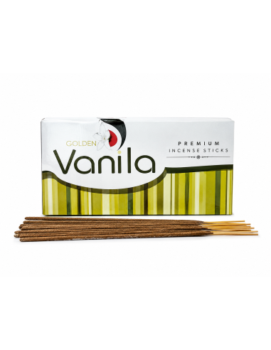 Boite d'encens GOLDEN Vanille - 12 étuis de 15 grammes pour une ambiance apaisante et parfumée