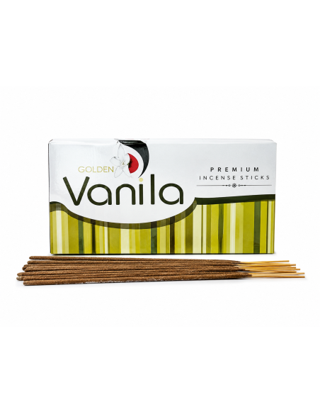 Boite d'encens GOLDEN Vanille - 12 étuis de 15 grammes pour une ambiance apaisante et parfumée