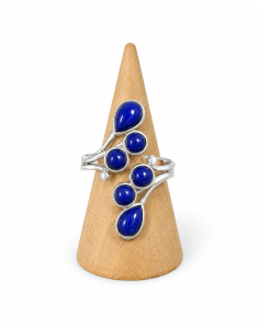 Bague réglable grappe en argent et Lapis lazuli