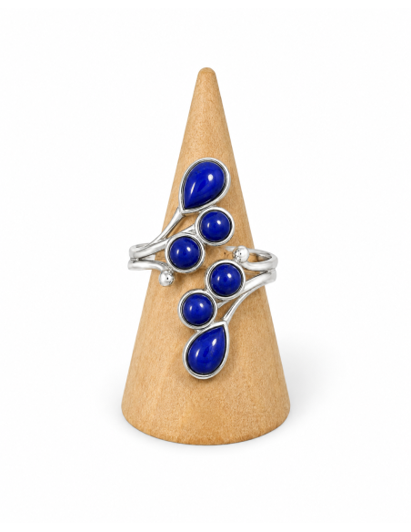 Bague réglable grappe en argent et Lapis lazuli