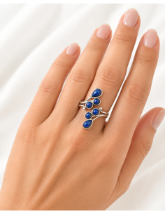 Bague réglable grappe en argent et Lapis lazuli 2