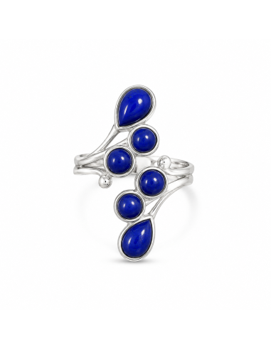 Bague réglable grappe en argent et Lapis lazuli