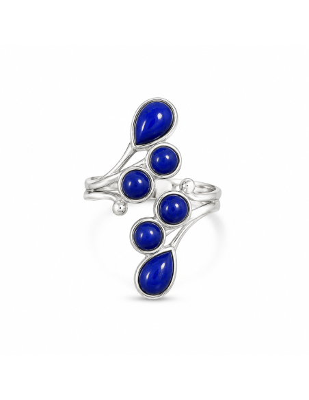Bague réglable grappe en argent et Lapis lazuli