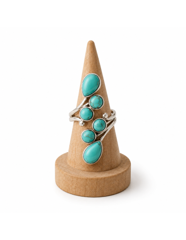 Bague réglable grappe en argent et Turquénite