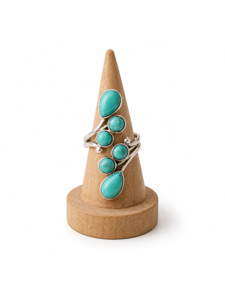Bague réglable grappe en argent et Turquénite