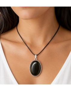 Pendentif en Obsidienne larme d'apache 2