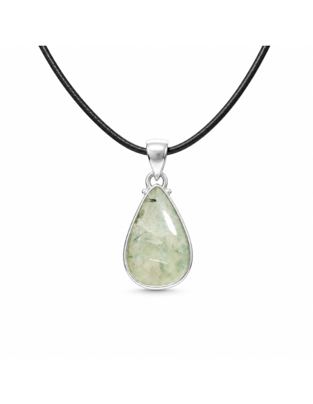 Pendentif cerclé Argent en Prehnite