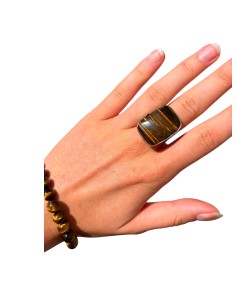 Photo de Bague auto-réglable en Oeil de tigre - Encens.fr - Boutique ésotérique en ligne - vente de Bague auto-réglable en Oeil  2