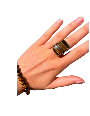 Bague auto-réglable en Oeil de tigre - Encens.fr