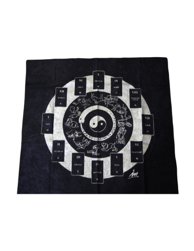 Photo de Tapis de tirage de cartomancie noir Yin & Yang - Encens.fr - Boutique ésotérique en ligne - vente de Tapis de tirage de