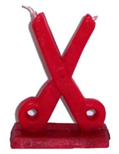 Photo de Bougie ciseaux rouge - Encens.fr - Boutique ésotérique en ligne - vente de Bougie ciseaux rouge