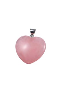 Pendentif coeur puffy en quartz rose
