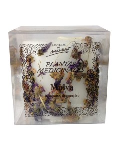 Photo de Bougie aux plantes médicinales à la mauve - Encens.fr - Boutique ésotérique en ligne - vente de Bougie aux plantes médi