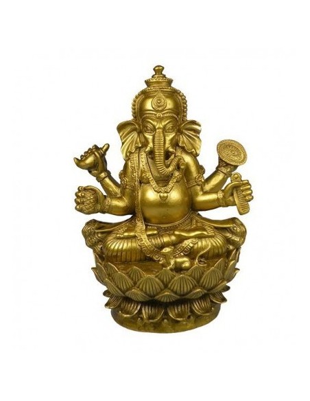 Photo de Statuette Ganesh doré en résine moyen - Encens.fr - Boutique ésotérique en ligne - vente de Statuette Ganesh doré en ré