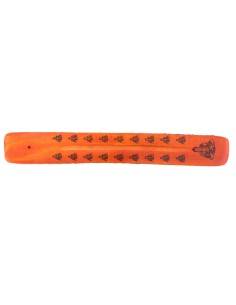 Photo de Porte encens en bois orange avec décoration fantaisie - Encens.fr - Boutique ésotérique en ligne - vente de Porte encen