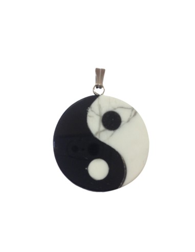 Photo de Pendentif Tao en howlite et obsidienne - Encens.fr - Boutique ésotérique en ligne - vente de Pendentif Tao en howlite e