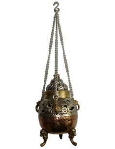 Photo de Encensoir tibétain en cuivre antique avec chaine - Encens.fr - Boutique ésotérique en ligne - vente de Encensoir tibéta
