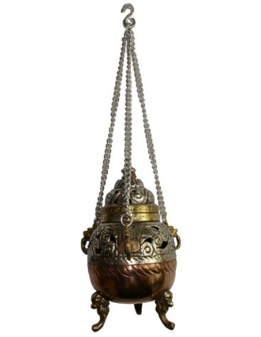 Photo de Encensoir tibétain en cuivre antique avec chaine - Encens.fr - Boutique ésotérique en ligne - vente de Encensoir tibéta