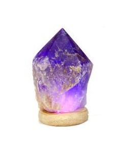 Photo de Lampe minérale améthyste en pointe polie - Encens.fr - Boutique ésotérique en ligne - vente de Lampe minérale améthyste