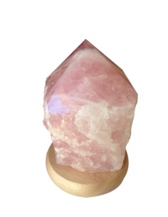 Lampe minérale pointe polie en quartz rose