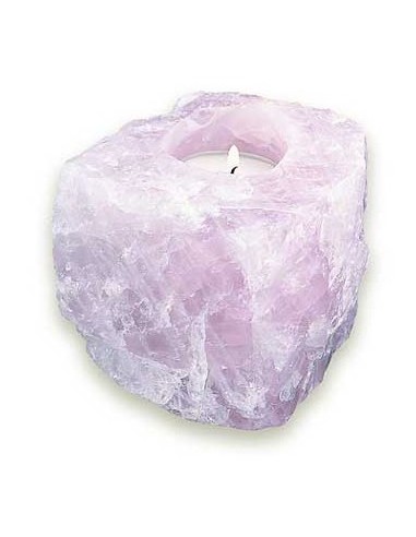 Photo de bougeoir en quartz rose - Encens.fr - Boutique ésotérique en ligne - vente de bougeoir en quartz rose